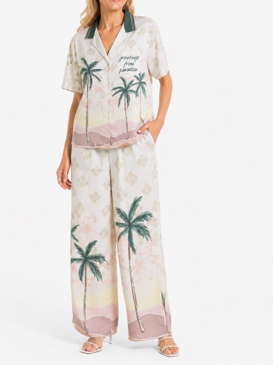 Anama Pants - Vintage Havana Paradise Print 2 Piece Set     Tropical Lounge Pajama Set S